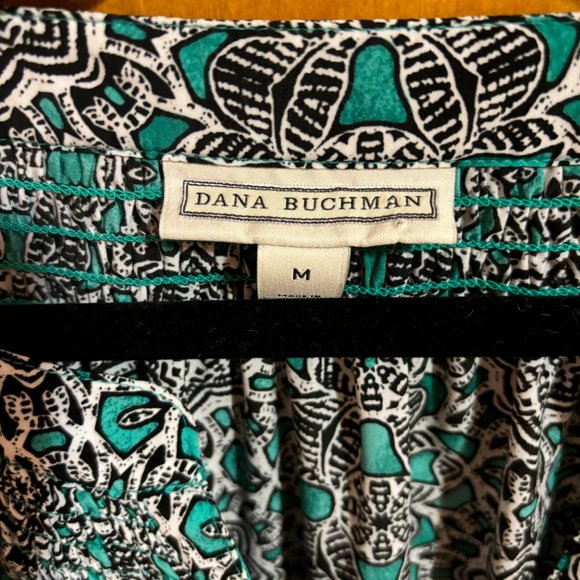 DANA Buchman Black and Green V-Neck Blouse sz M - Picture 3 of 13